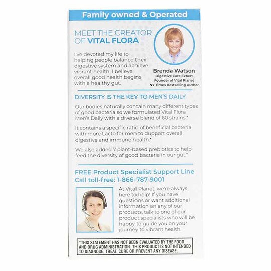 Vital Flora Men's Daily Probiotic + Prebiotics Shelf Stable, VTP